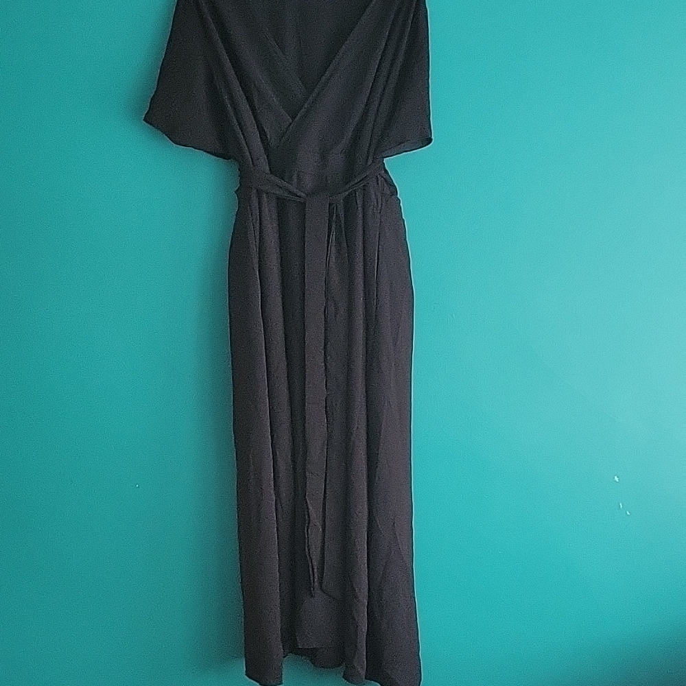 Black V-Neck Dolman Sleeve Maxi Gown
